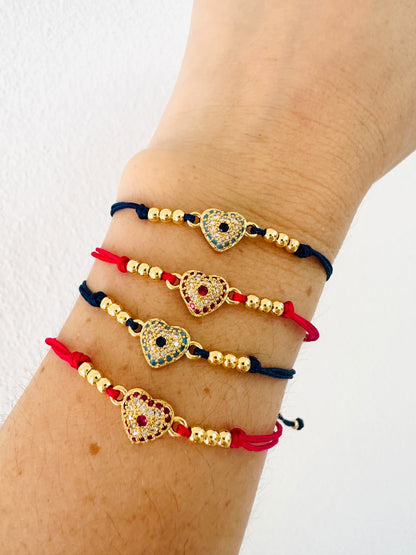 Micropave Heart Cord Bracecelt