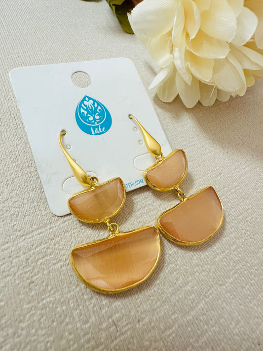 Peach Stone Earrings Gold plated