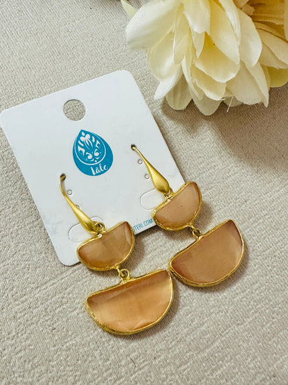 Peach Stone Earrings Gold plated