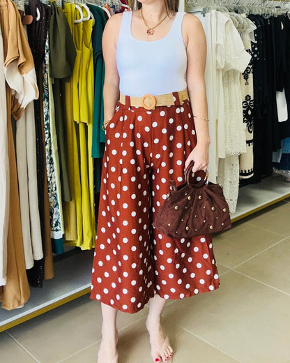 Polka-Dots Wide leg Midi Pant