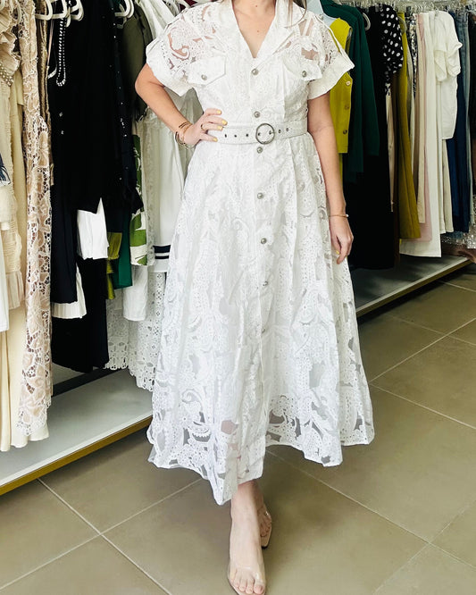 White Lace Sheer Maxi Dress