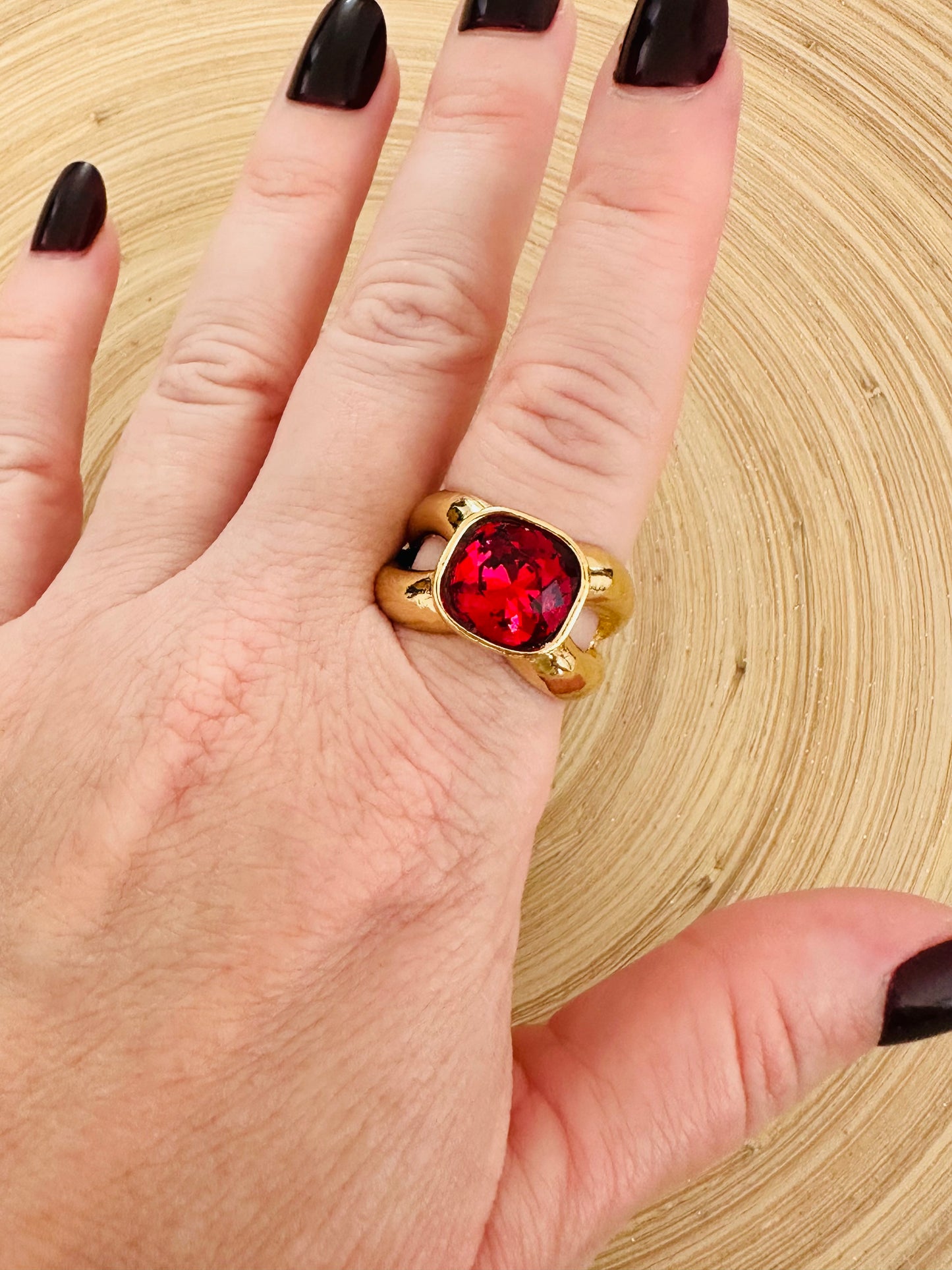 Camila Red Stud Ring by TUCCO