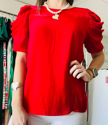 Red Puff sleeve Top