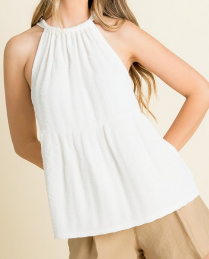 White Halter Top  PLUS size