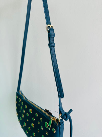 Half Moon Teal blue Studs Bag Crossbody