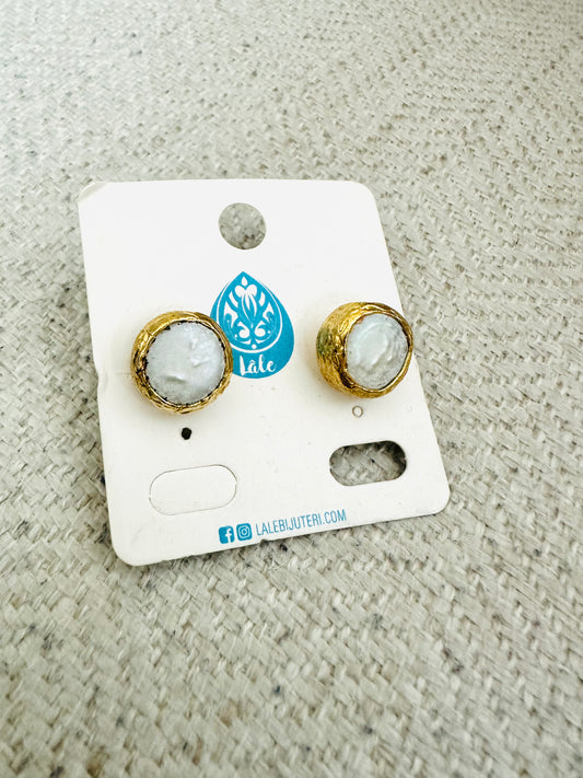 Pearl Stud Earrings Gold Plated