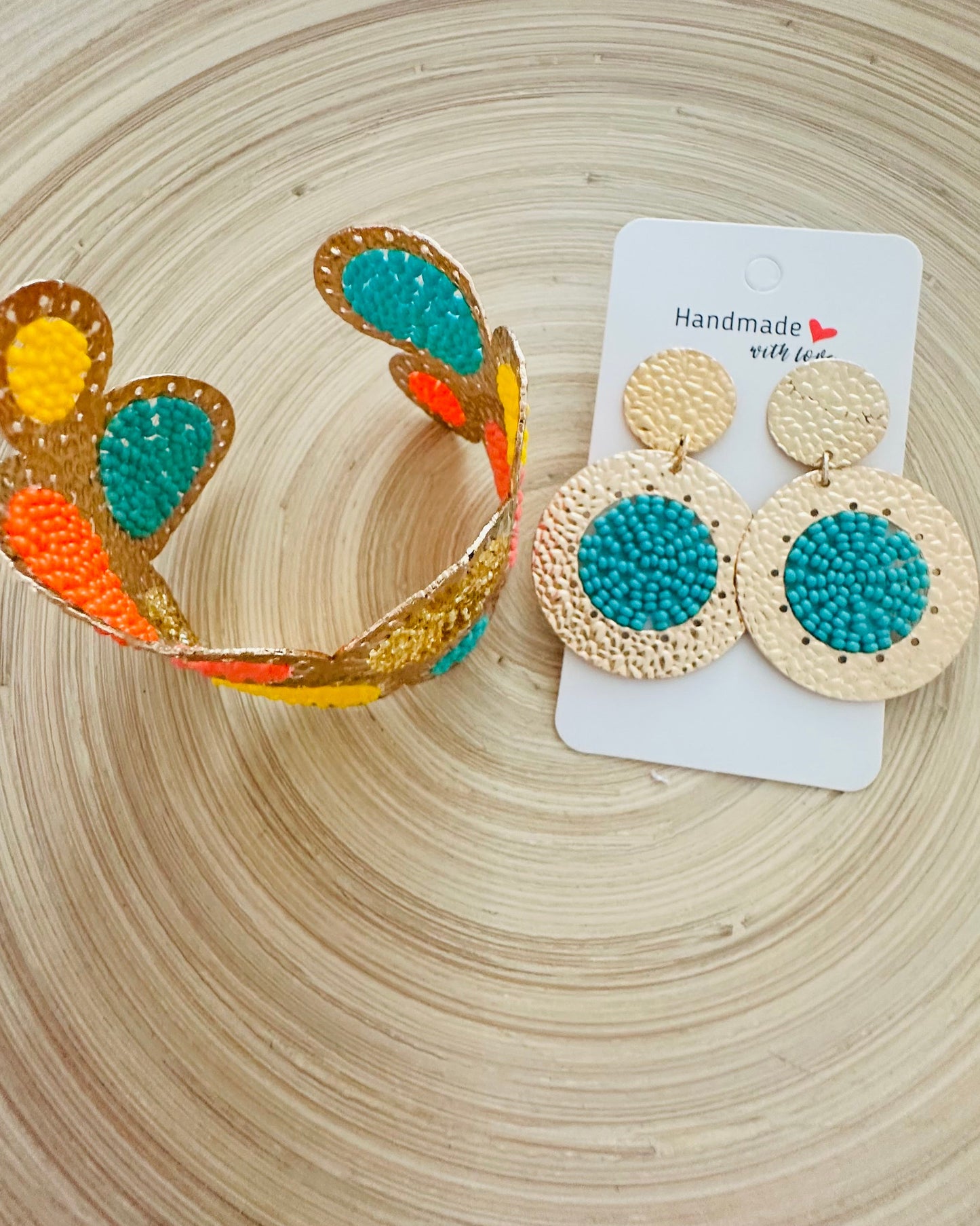 Multi color  Cuff +Earrings Set