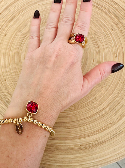 Camila Red Stud Ring by TUCCO