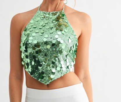 Green sequin Top