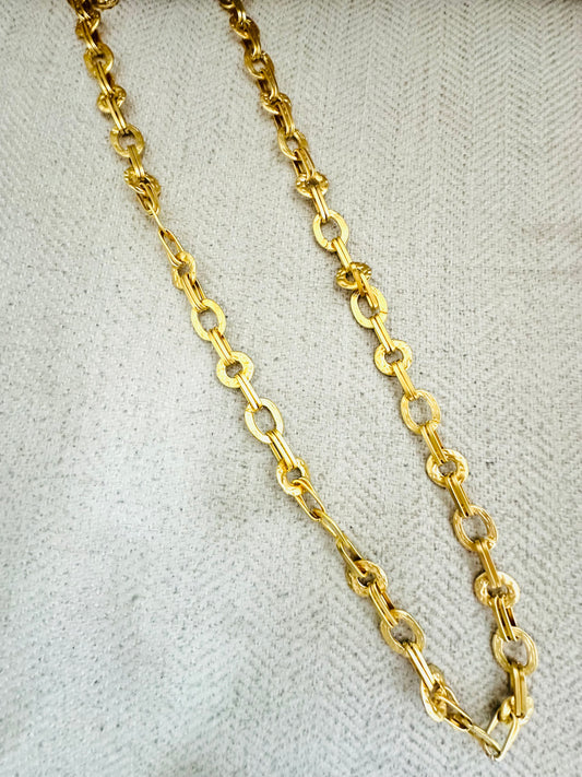 Gold Plated Chunky Chain  Long Necklace