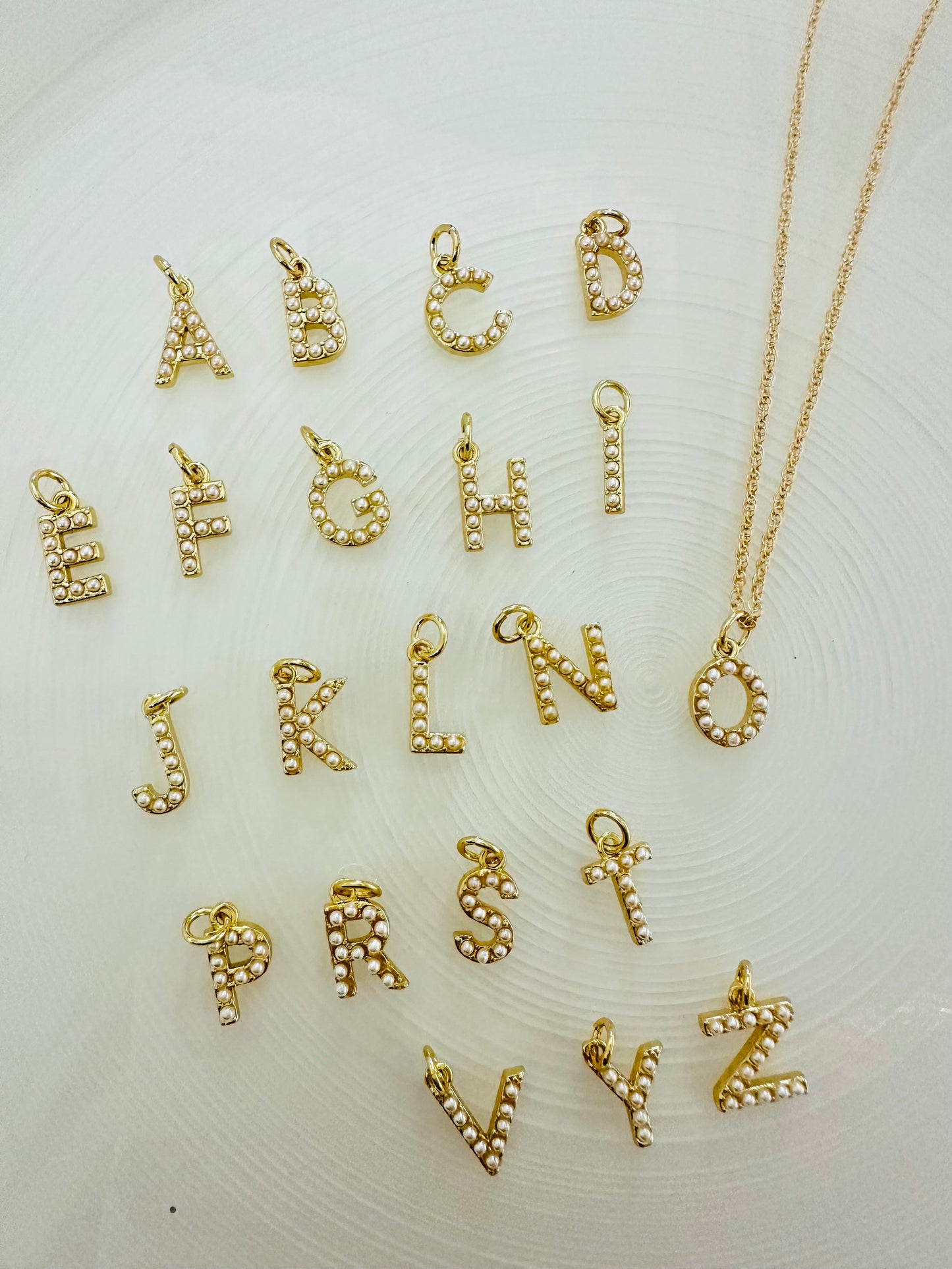 Mini pearl initial Chain Necklace