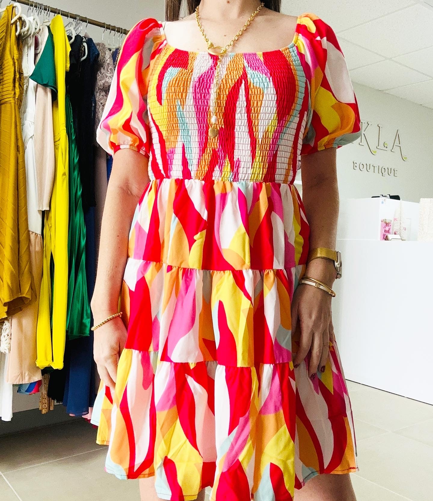 Colorful Offshoulder Dress
