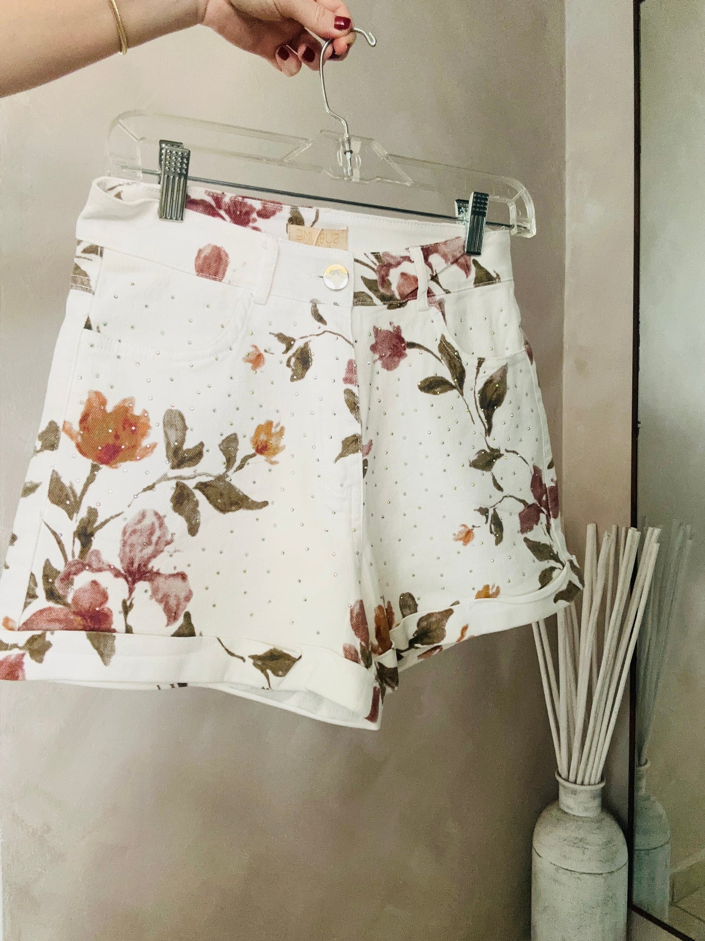 Floral Sparkle Denim Short