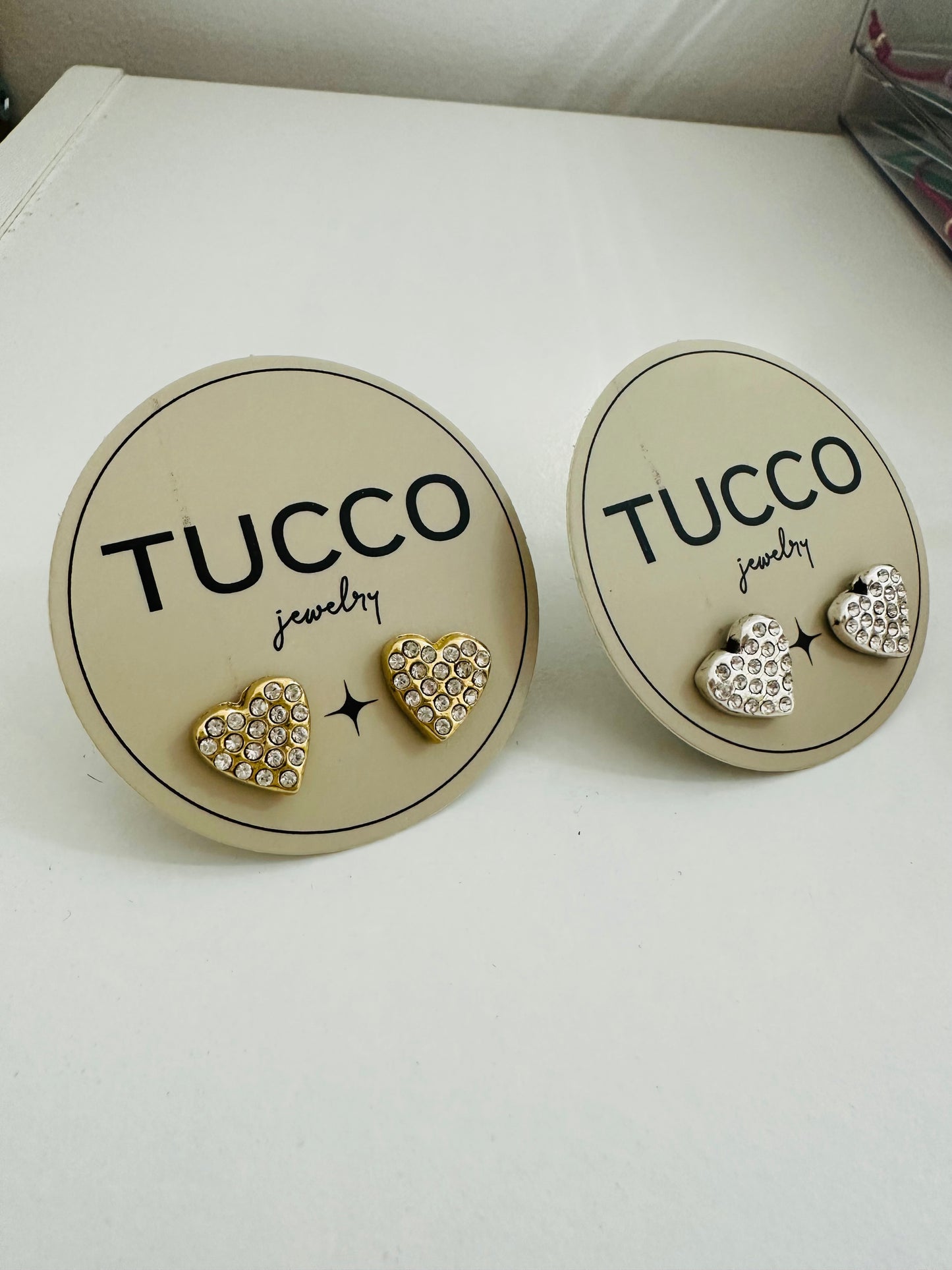 Tucco Crystals Hearts Stud  Earrings