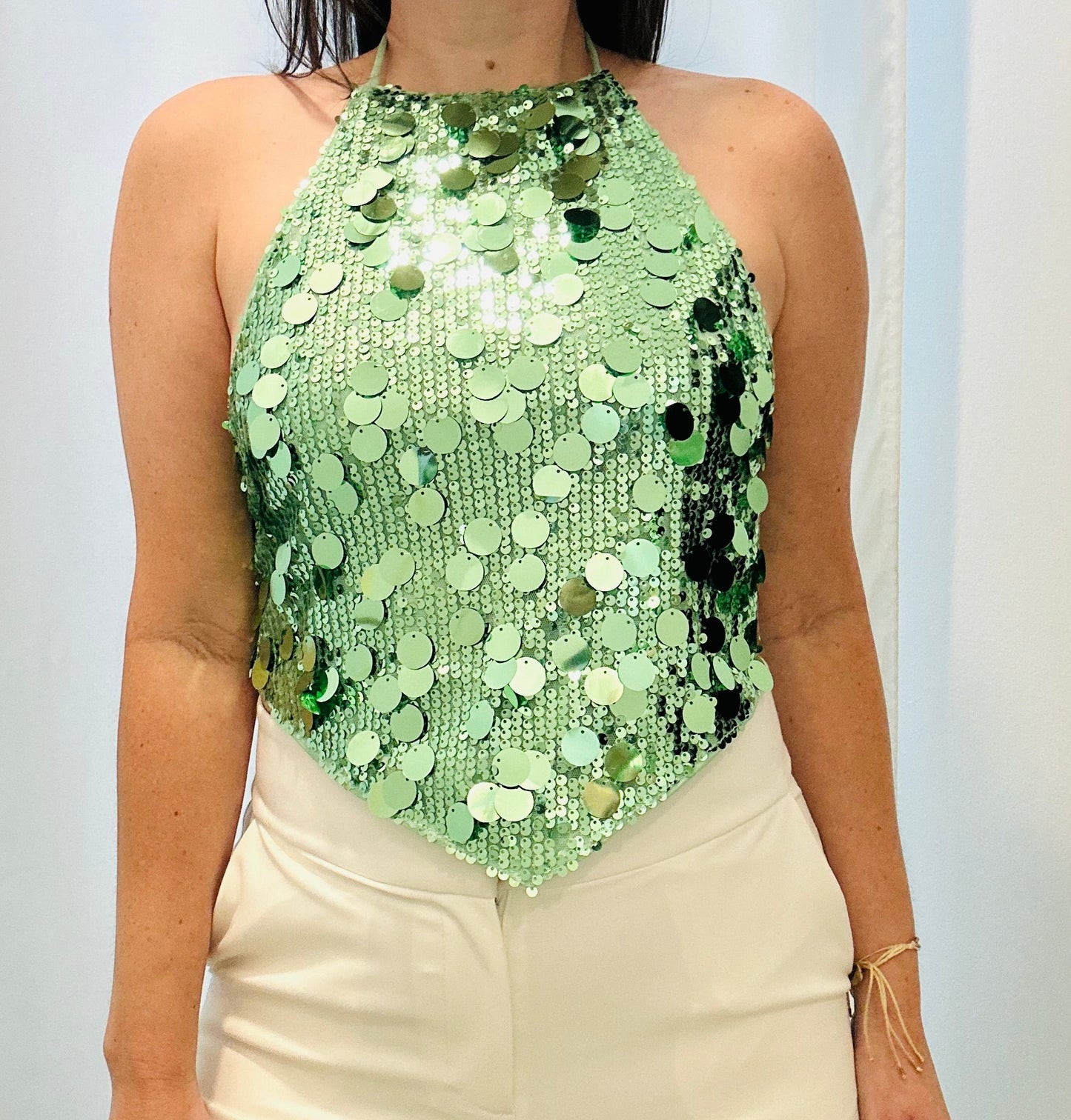 Green sequin Top