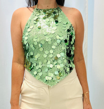 Green sequin Top