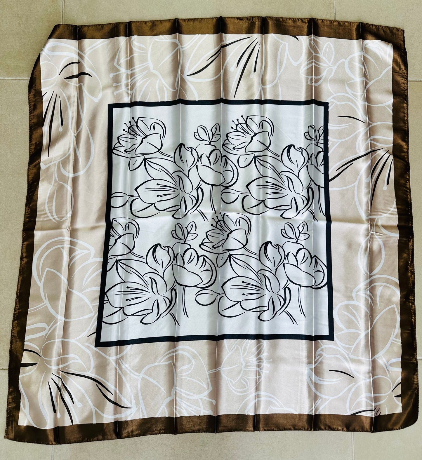 Brown/Cream  Silk Scarf