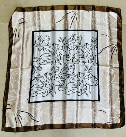 Brown/Cream  Silk Scarf