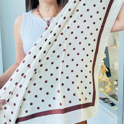 Beige  Beige Polka Dots Scarf