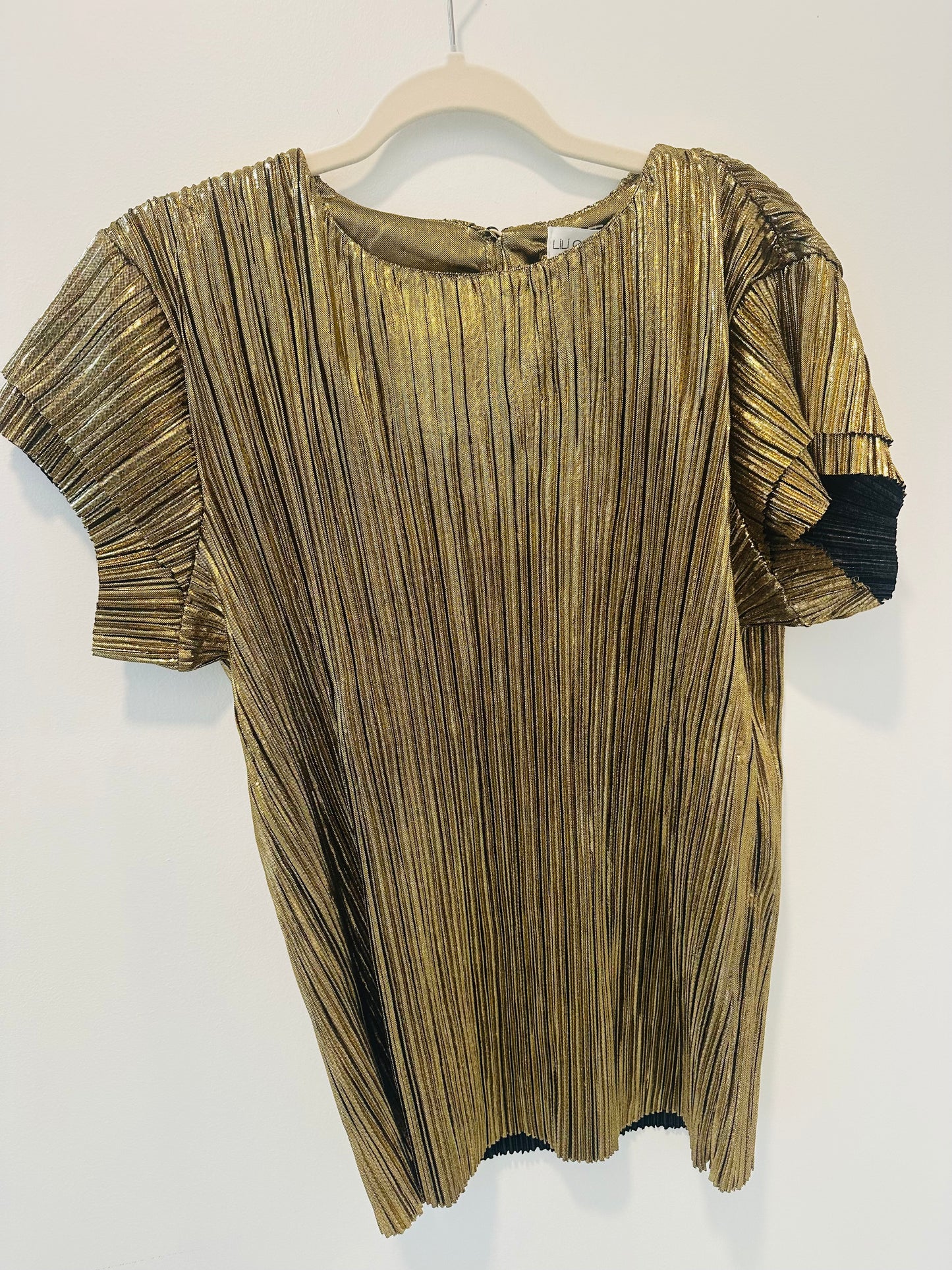 Gold Metallic Pleated Top
