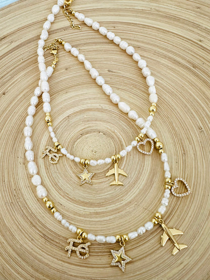 Multi Charms Pearl Necklace