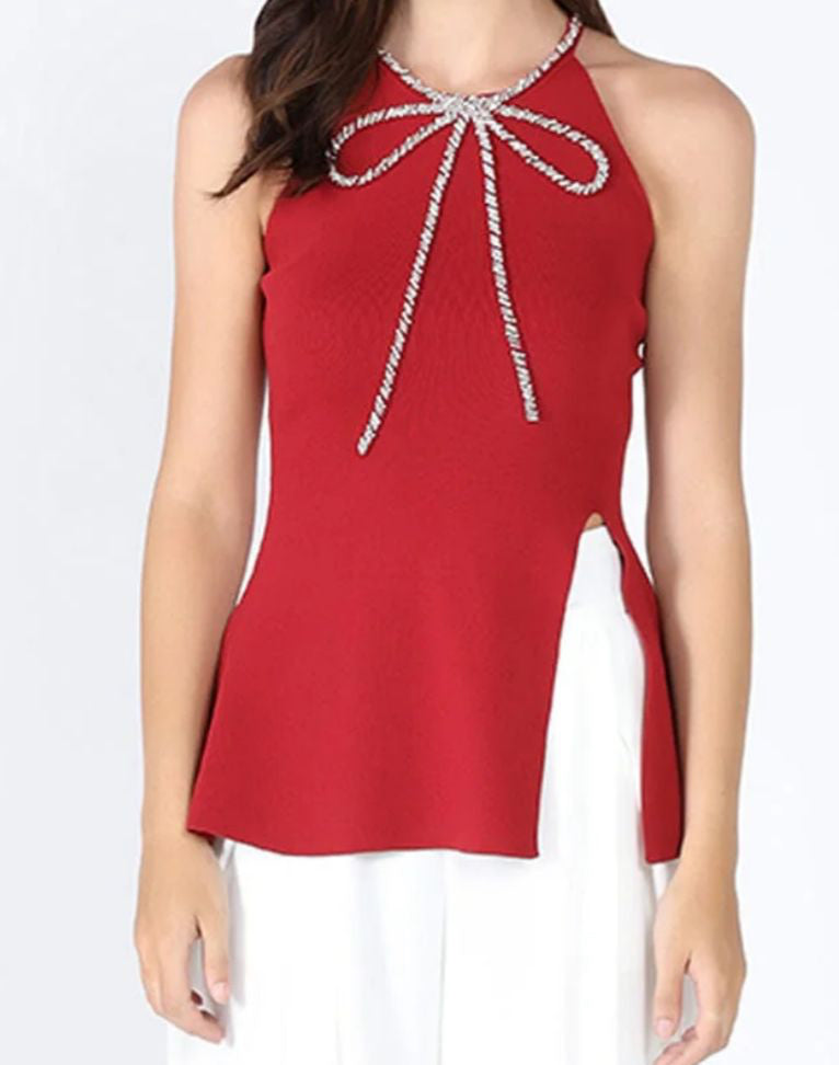 Red Fancy Bow Top