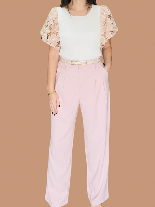 Pink Pleated front Pants