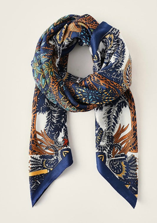 Navy Print Scarf