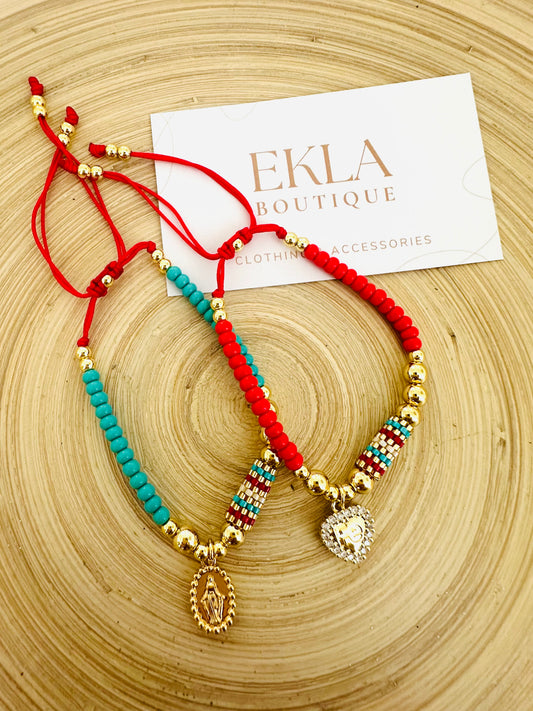 Religious Charm Beaded Tube Bracelet