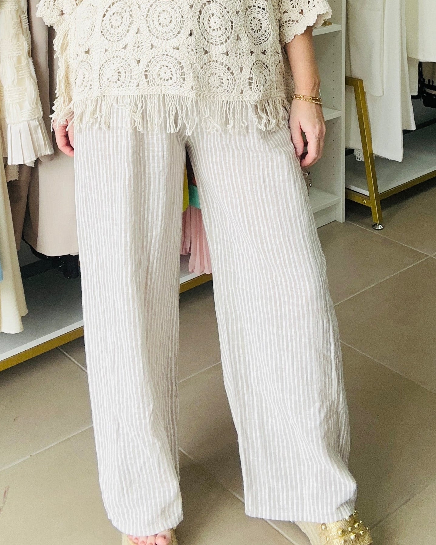 Amalfi Stripes wide leg Pants