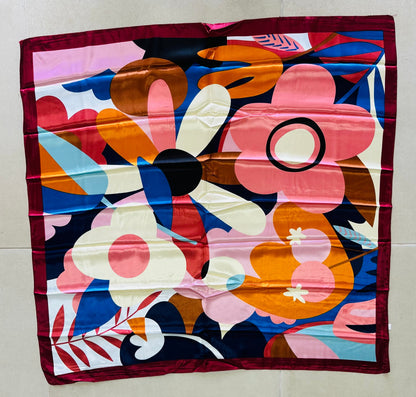 Wine Bloom Silk Scarf