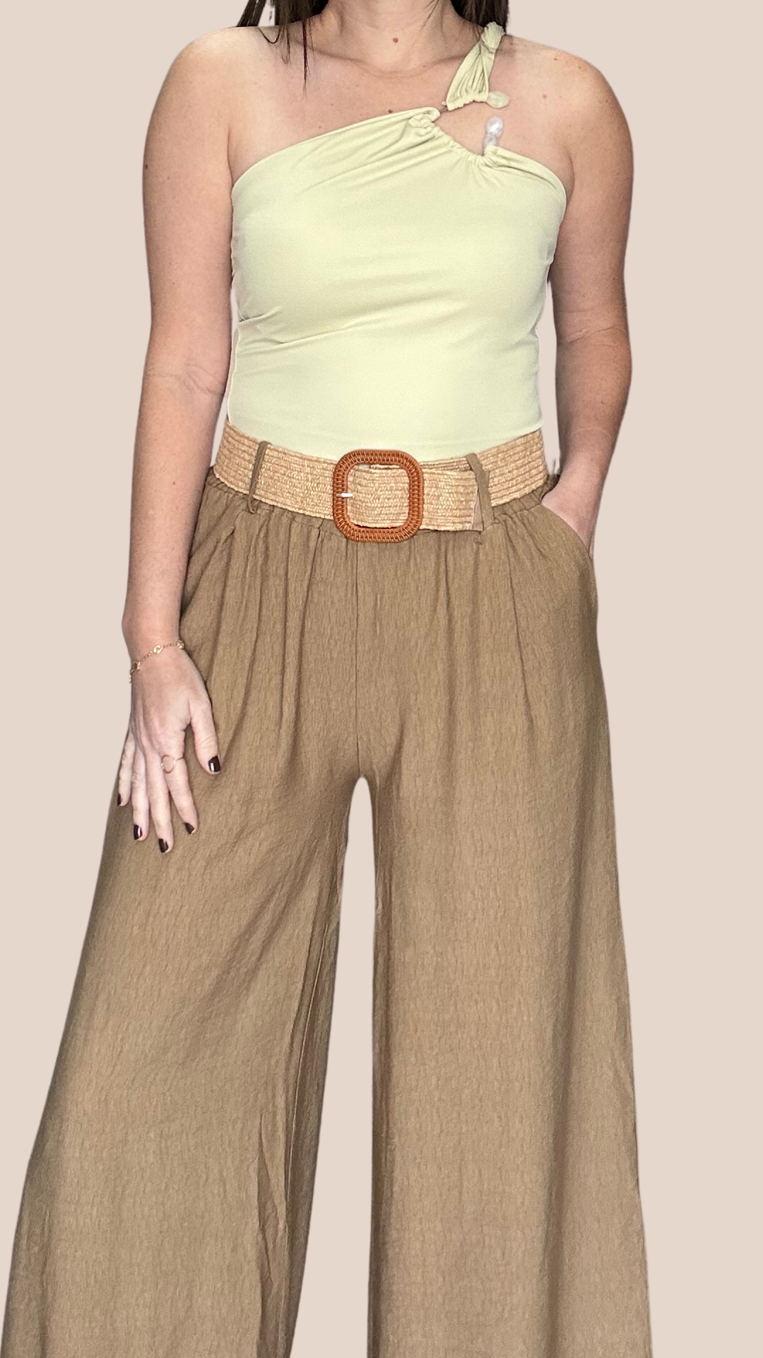 Wide leg Belted Pants
