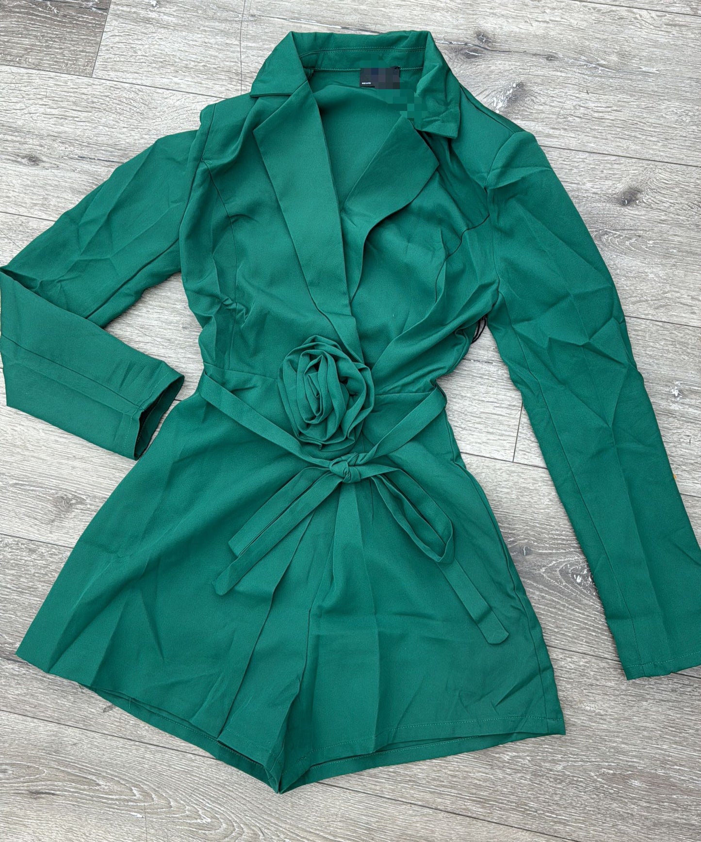Hunter Green Flower Romper