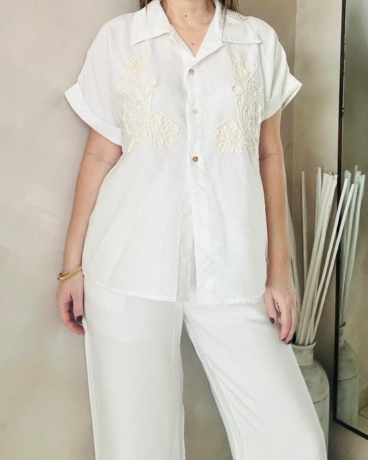 White Cream Embroidery Set