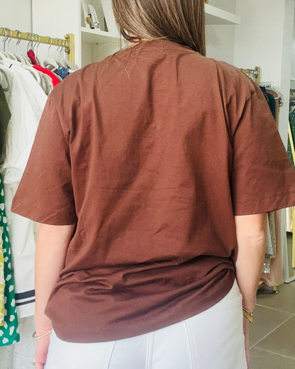 Brown Beaded Sequin Tee