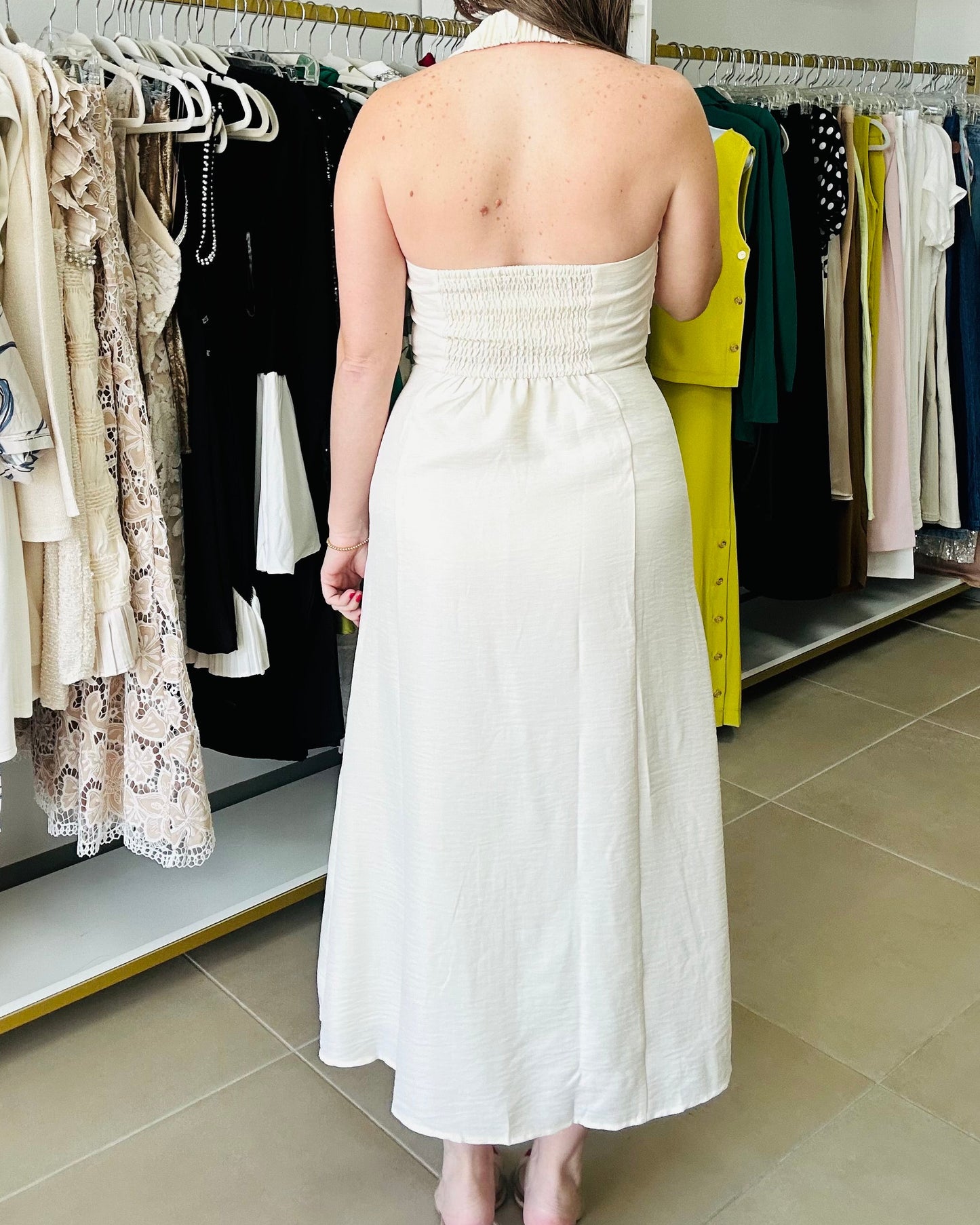 Ivory Bow Midi Dress