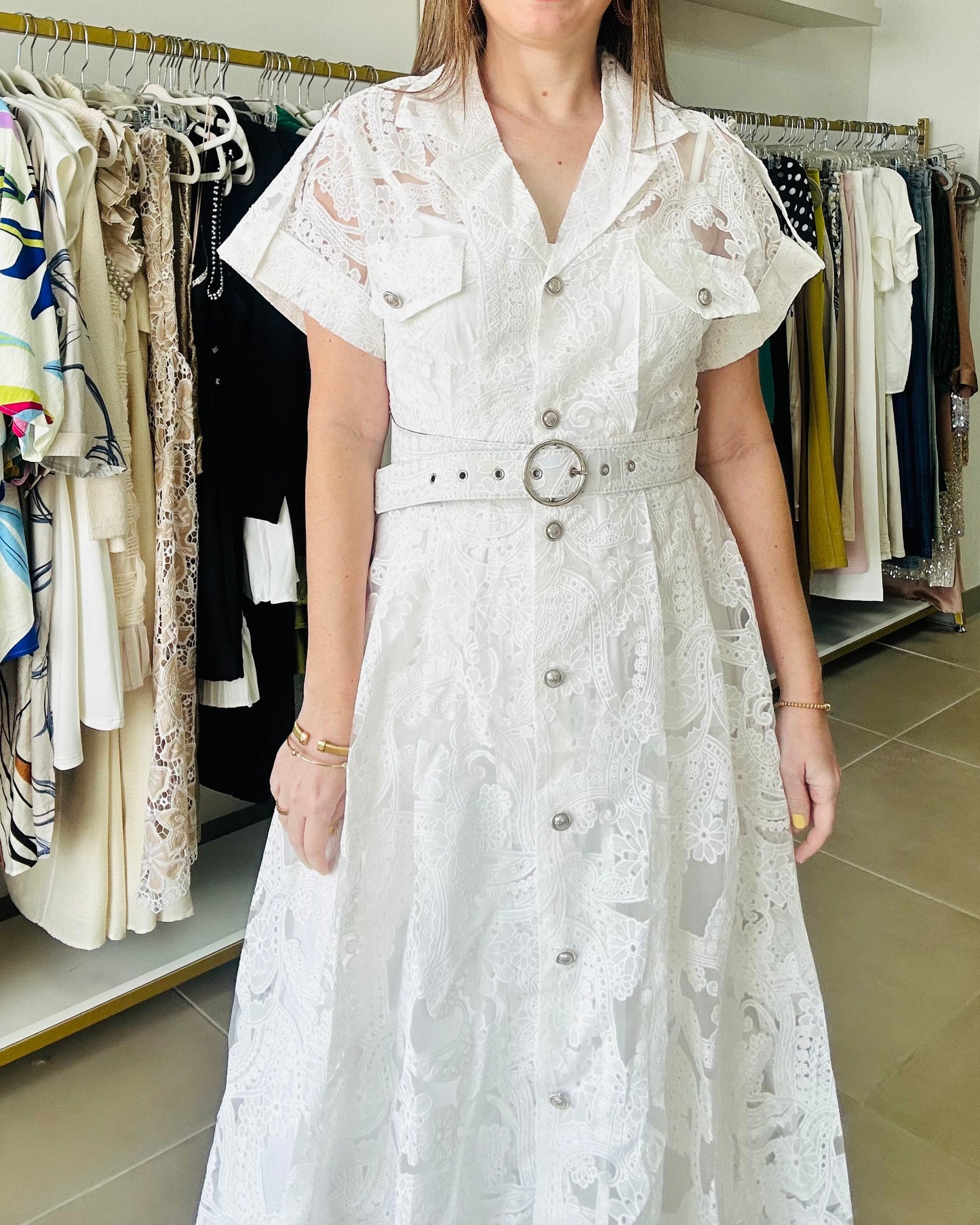 White Lace Sheer Maxi Dress