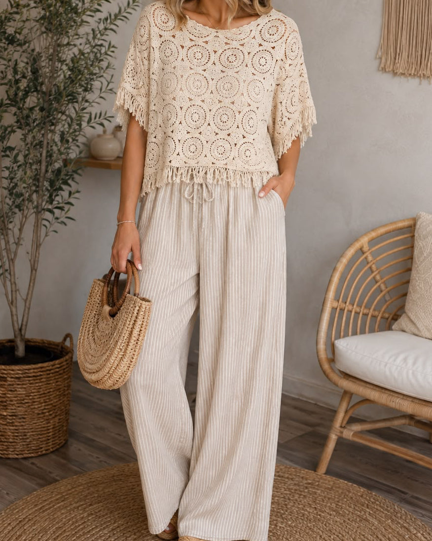 Amalfi Stripes wide leg Pants