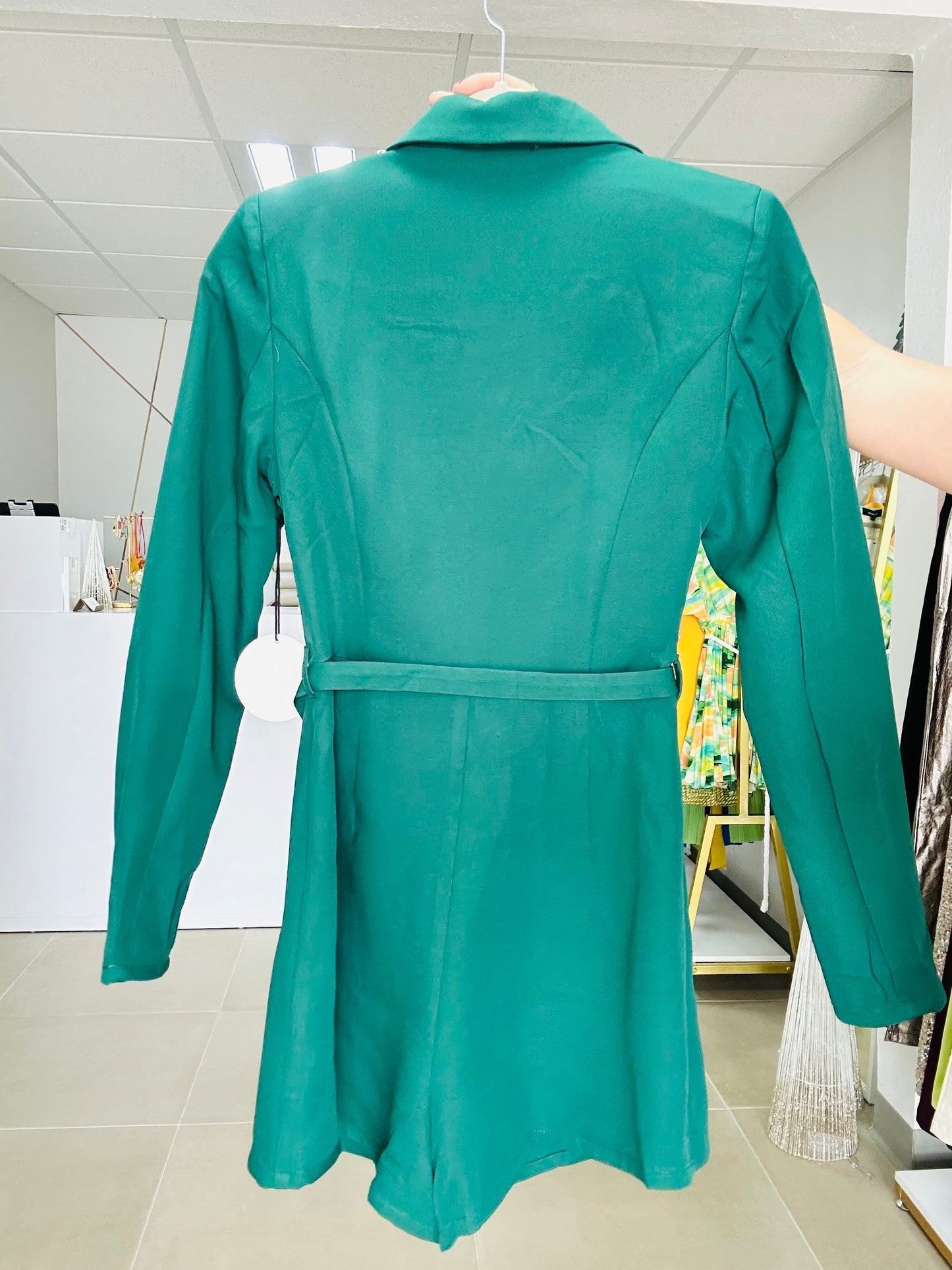 Hunter Green Flower Romper