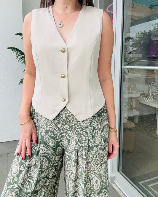 Cream Gold button VEST