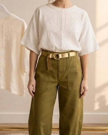 OLIVE BARREL PANTS