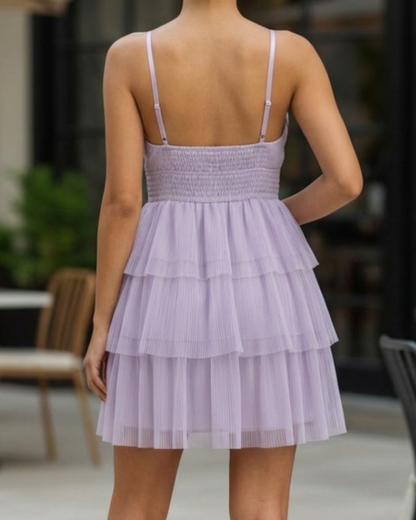Lila Chiffon Tiered Ruffle  Dress
