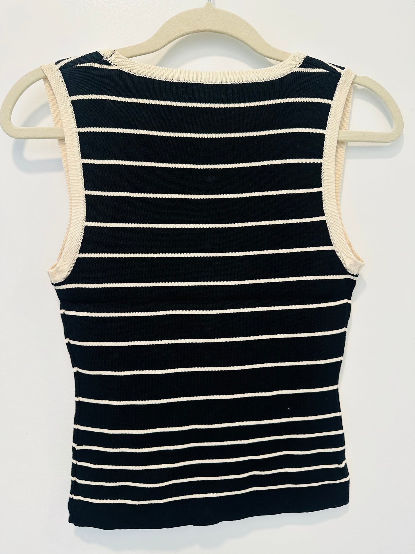 Black Cream Stripes Tank Top