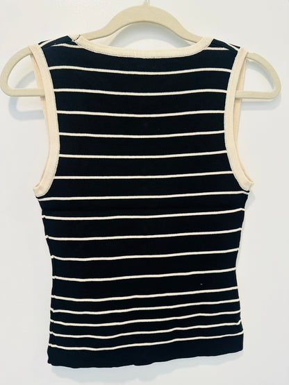 Black Cream Stripes Tank Top
