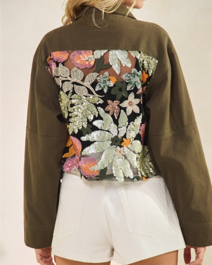 OLIVE-SEQUIN JACKET (pre- order now! Arrive 14/sept) (Copy)