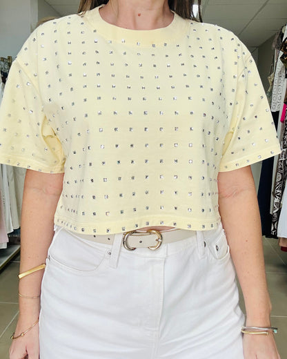 BUTTER YELLOW SILVER STUD CEOP TOP