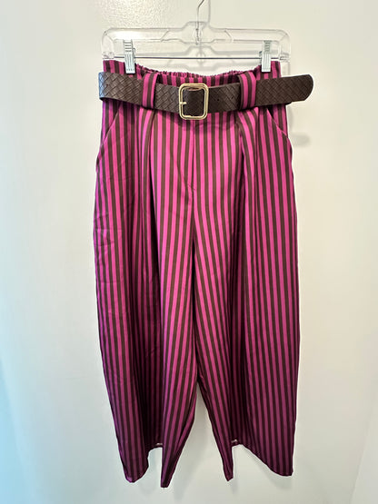 STRIPES BROWN/FUSHIA BARREL PANTS