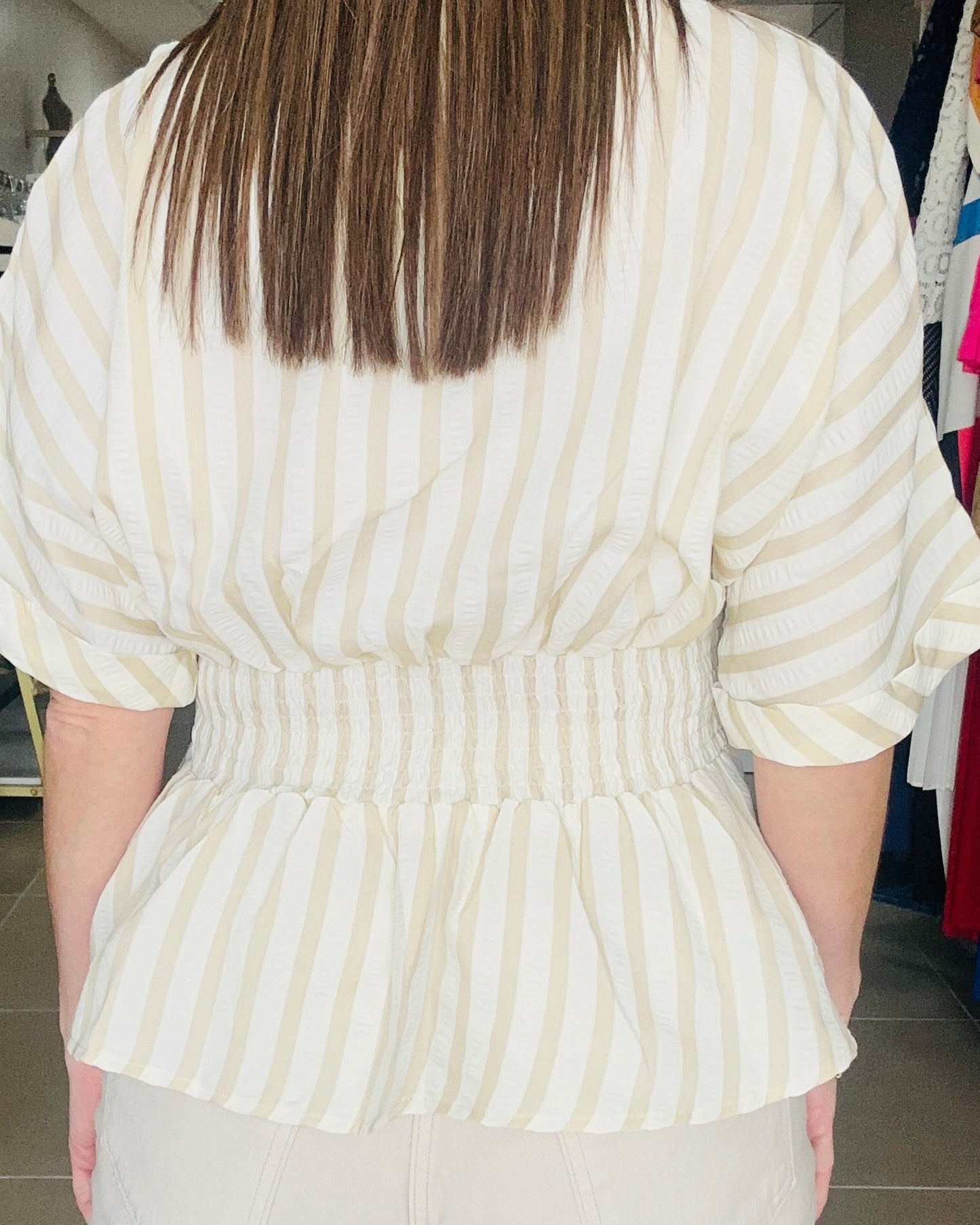 Taupe Stripe Top