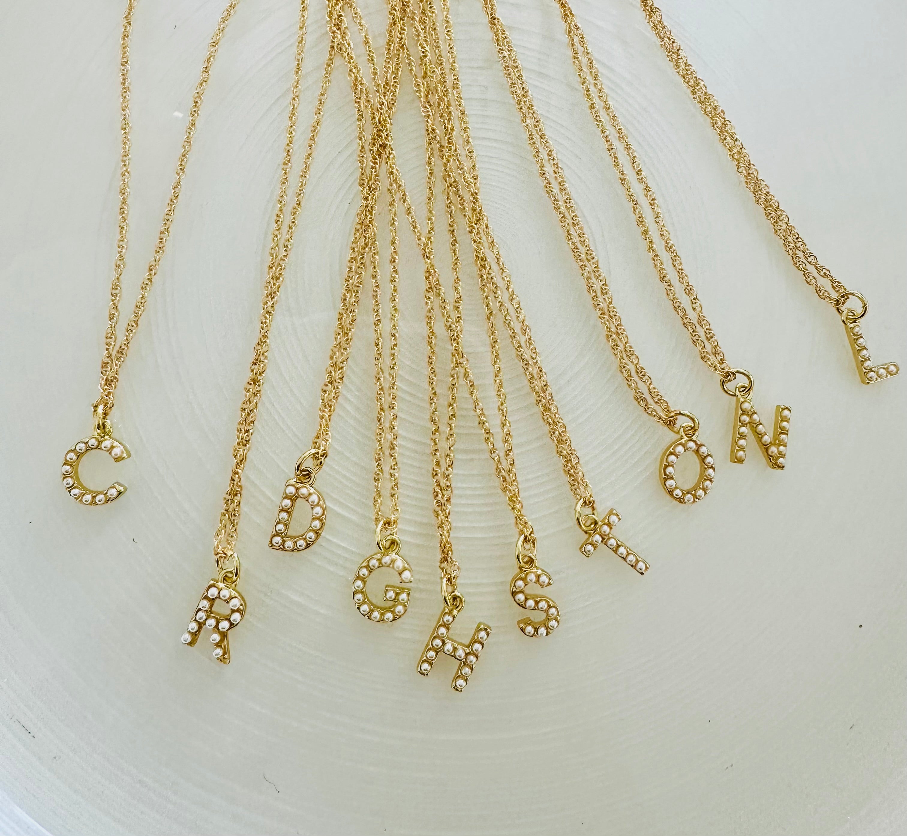 Simple Initial Chain Mini pearl initial Chain Necklace – EKLA BOUTIQUE