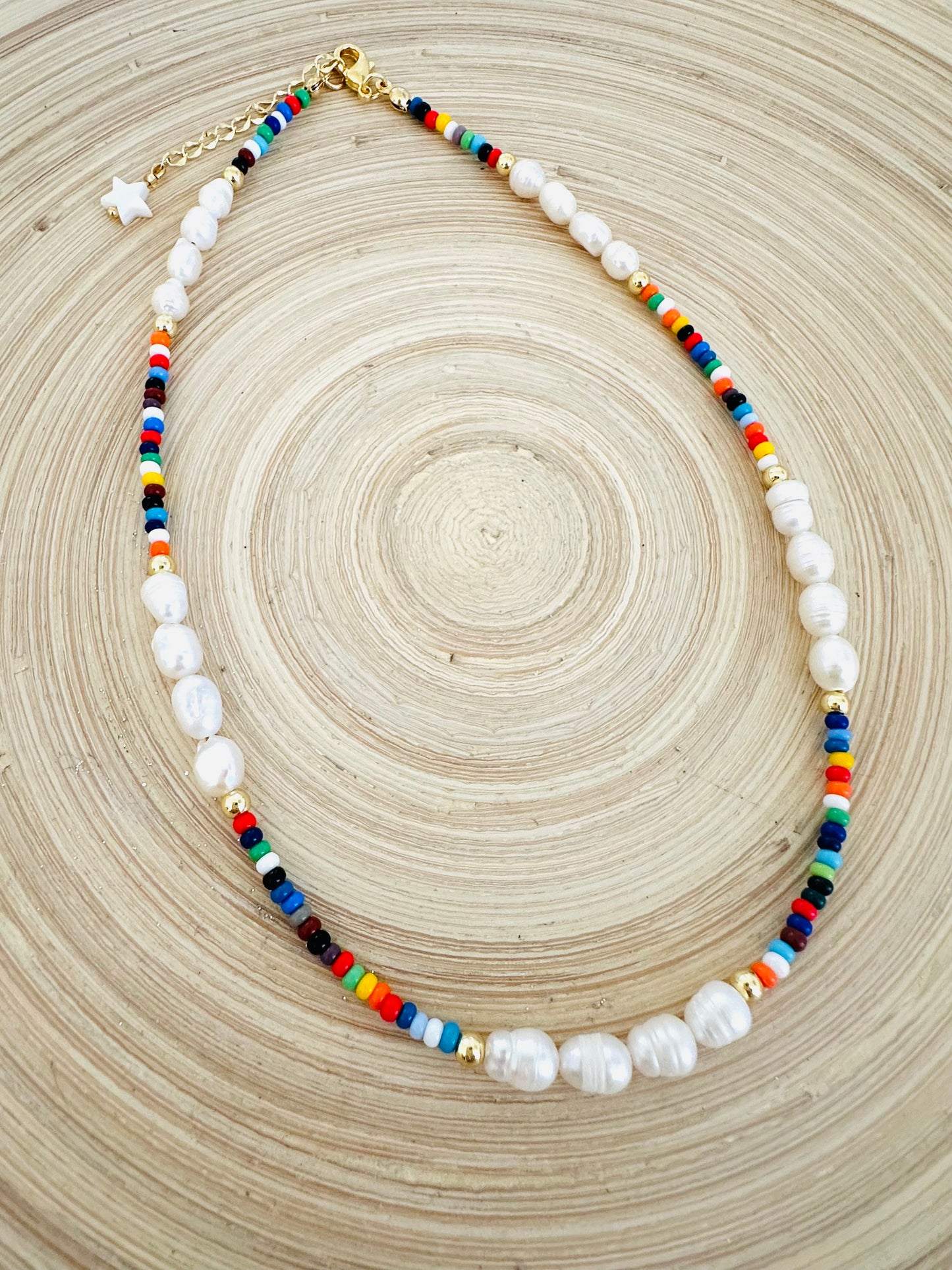Multicolor- pearl beaded necklace